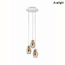 Pendant luminaire SP FEDORA 3, 3-flame, GU10, IP20, crystal glass, rose gold