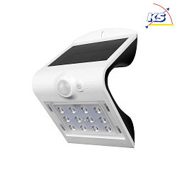 Blulaxa LED Solar Outdoor Wall luminaire, IP65, 1.5W 3000K 220lm 120, incl. accumulator, incl. PIR sensor, dimmable, white