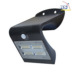 Blulaxa® LED Solar Outdoor Wall luminaire with PIR sensor, IP65, 3.2W 3000K 400lm 120°, inkl. Accumulator, black