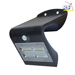 Blulaxa LED Solar Outdoor Wall luminaire with PIR sensor, IP65, 3.2W 3000K 400lm 120, inkl. Accumulator, black