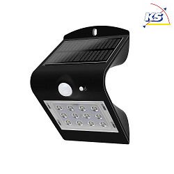 LED Solar-Wandleuchte mit PIR-Sensor, IP65, 1.5W 3000K 220lm 120, inkl. Akku, 2 Modi, Schwarz