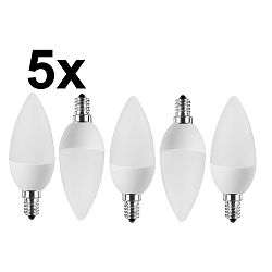 LED SMD Lampe C35, 5er Set, E14, 5W, 2700K, 470lm 