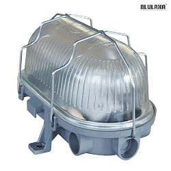 Feuchtraumleuchte BASIS, E27, IP44, Metall-Korb, oval, grau
