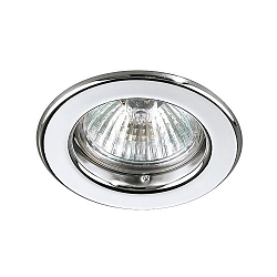 Recessed LV downlight, IP20, 12V AC, round, GX5.3 max. 50W, fixed, chrome