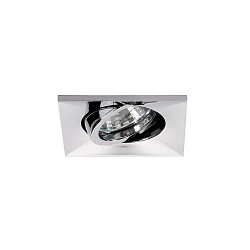 Recessed LV spot, IP20, square 8.3cm, 12V AC, GX5.3 max. 50W, swivelling, chrome