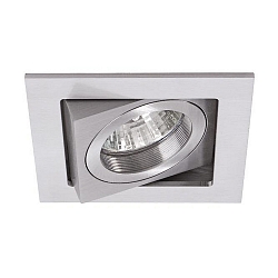 Recessed LV spot QR111, IP20, square, 1-flame, 12V AC, GX5.3 max. 50W, swivelling 30, aluminum, matt alu