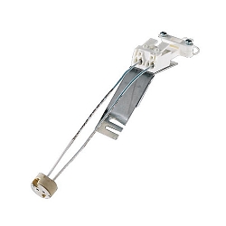 LV bracket with strain relief, for spring mounting, GX5.3, with 2-pole plug-in clamp 2x 2.5mm2
