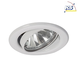 Recessed HV spot, IP20,  8.2cm, 230V AC, GZ10 max. 50W, quick assembly without tools, swivelling, steel, inox steel, white