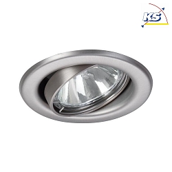 Recessed HV spot, IP20,  8.2cm, 230V AC, GZ10 max. 50W, quick assembly without tools, swivelling, steel, clear inox steel