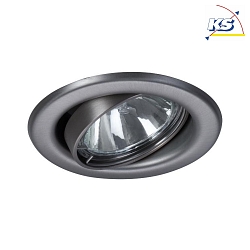 Recessed HV spot, IP20,  8.2cm, 230V AC, GZ10 max. 50W, quick assembly without tools, swivelling, steel, inox steel, matt