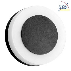 Outdoor LED Wandleuchte, IP54, rund, mit 2 wechselbaren Frontplatten, 230V, 9W 3000K 665lm, Strukturschwarz