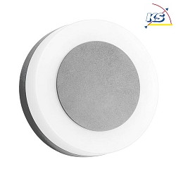Outdoor LED Wandleuchte, IP54, rund, mit 2 wechselbaren Frontplatten, 230V, 9W 3000K 665lm, Struktursilber