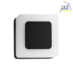 Outdoor LED Wandleuchte, IP54, eckig, mit 2 wechselbarer Frontplatten, 230V, 9W 3000K 665lm, Strukturschwarz / opal