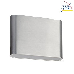 Outdoor LED wall luminaire, IP54, 11 x 9cm, direct / indirect, 230V, 2x3.6W 3000K 2x180lm 120, alu / acrylic, matt alu