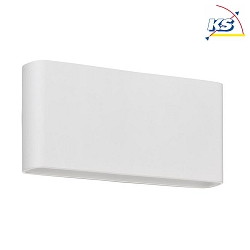 Outdoor LED wall luminaire, IP54, 17 x 9cm, direct / indirect, 230V, 2x5.4W 3000K 2x265lm 120, alu / acrylic, white