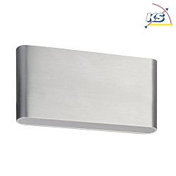 Outdoor LED wall luminaire, IP54, 17 x 9cm, direct / indirect, 230V, 2x5.4W 3000K 2x265lm 120, alu / acrylic, matt alu