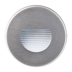 LED Wandeinbauleuchte, IP20, rund, � 8.5cm, mit Teil-Blende und Treppen-Reflektor, 230V, 1.2W 3000K 40lm, Edelstahl / klar