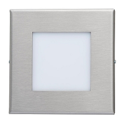 LED Wandeinbauleuchte, IP20, eckig, 8.5x8.5cm, 230V, 1.2W 3000K 40lm, Edelstahl / opal