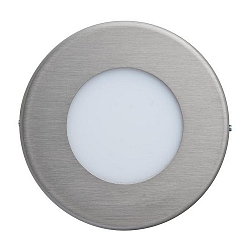 LED Wandeinbauleuchte, IP20, rund, � 8.5cm, 230V, 1.2W 3000K 40lm, Edelstahl / opal