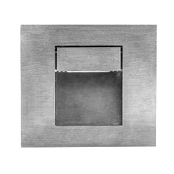 LED Wandeinbauleuchte, Plug&Play 350mA, indirekt, mit Teil-Blende, IP20, eckig, 10x9cm, 1W 3000K, Alu matt / Glas