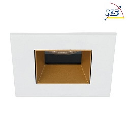 Recessed LED downlight ALTERO, IP44, square, 8.3 x 8.3cm, changeable cover, 500mA, 9.2W 4000K 840lm 33, white / gold