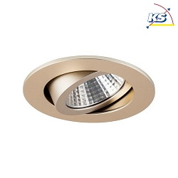 Recessed LED spot, IP20, round,  8.2cm, Plug&Play 350mA, 7W 2700K 740lm 38, swivelling 30, matt champaign