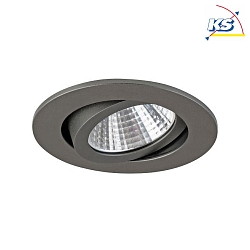 Recessed LED spot, IP20, round,  8.2cm, Plug&Play 350mA, 7W 2700K 740lm 38, swivelling 30, matt titanium