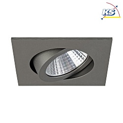 Recessed LED spot, IP20, square, 8.2 x 8.2cm, Plug&Play 350mA, 7W 2700K 740lm 38, swivelling 30, matt titanium