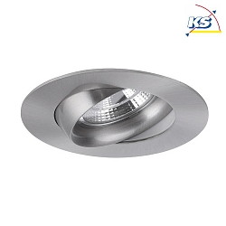 Recessed LED spot INDIWO83, IP44, round,  9.5cm, Plug&Play 350mA, 5.5W 3000K 550lm 36, swivelling 30, matt nickel