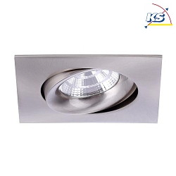 Recessed LED spot INDIWO83, IP20, square, 9.5 x 9.5cm, Plug&Play 350mA, 5.5W 3000K 550lm 36, swivelling 25, matt nickel