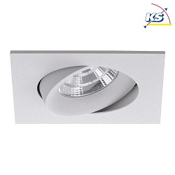 Recessed LED spot INDIWO83, IP20, square, 9.5 x 9.5cm, Plug&Play 350mA, 5.5W 3000K 550lm 36, swivelling 25, structured white
