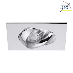 Recessed LED spot INDIWO83, IP44, square, 9.5 x 9.5cm, Plug&Play 350mA, 5.5W 3000K 550lm 36, swivelling 25, chrome