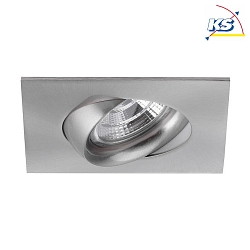 Recessed LED spot INDIWO83, IP44, square, 9.5 x 9.5cm, Plug&Play 350mA, 5.5W 3000K 550lm 36, swivelling 25, matt nickel