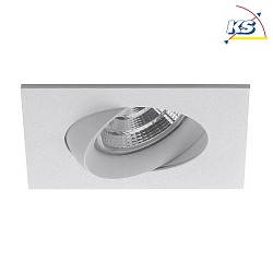 Recessed LED spot INDIWO83, IP44, square, 9.5 x 9.5cm, Plug&Play 350mA, 5.5W 3000K 550lm 36, swivelling 25, structured white