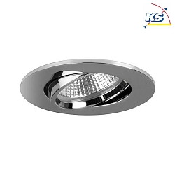 Recessed LED spot INDIWO68, IP20, cover round,  8cm, Plug&Play 350mA, 5.5W 3000K 550lm 36, swivelling 15, chrome