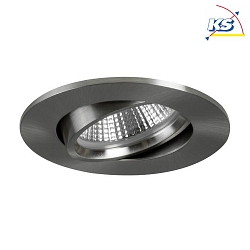 Recessed LED spot INDIWO68, IP20, cover round,  8cm, Plug&Play 350mA, 5.5W 3000K 550lm 36, swivelling 15, matt nickel