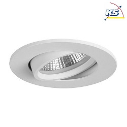 Recessed LED spot INDIWO68, IP20, cover round,  8cm, Plug&Play 350mA, 5.5W 3000K 550lm 36, swivelling 15, structured white