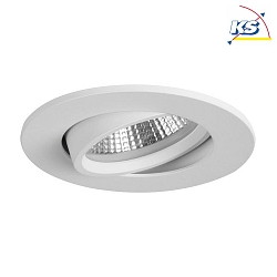 LED Einbaustrahler INDIWO68, IP20, Blende rund,  8cm, Plug&Play 350mA, 5.5W 3000K 550lm 36, schwenkbar 15, Strukturwei