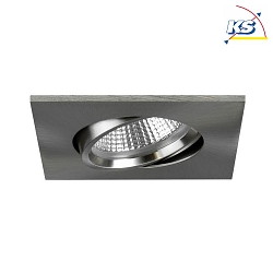 Recessed LED spot INDIWO68, IP20, cover square, 8 x 8cm, Plug&Play 350mA, 5.5W 3000K 550lm 36, swivelling 15, matt nickel