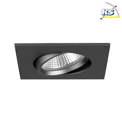 Recessed LED spot INDIWO68, IP20, cover square, 8 x 8cm, Plug&Play 350mA, 5.5W 3000K 550lm 36, swivelling 15, matt titanium