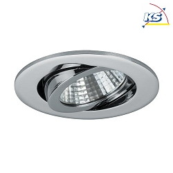 Recessed LED spot, IP20, round,  8.2cm, Plug&Play 350mA, 7W 3000K 740lm 38, swivelling 30, chrome