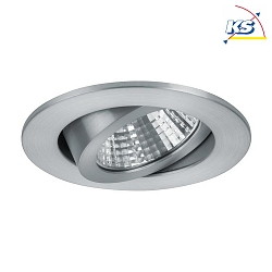 Recessed LED spot, IP20, round,  8.2cm, Plug&Play 350mA, 7W 3000K 740lm 38, swivelling 30, matt alu