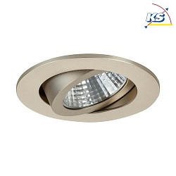 Recessed LED spot, IP20, round,  8.2cm, Plug&Play 350mA, 7W 3000K 740lm 38, swivelling 30, matt champaign