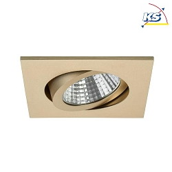 Recessed LED spot, IP20, square, 8.2 x 8.2cm, Plug&Play 350mA, 7W 3000K 740lm 38, swivelling 30, matt champaign