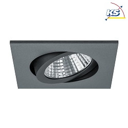 Recessed LED spot, IP20, square, 8.2 x 8.2cm, Plug&Play 350mA, 7W 3000K 740lm 38, swivelling 30, matt titanium
