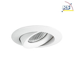 Recessed LED spot, IP20,  8.2cm, Plug&Play 350mA, 7W 3000K 600lm 40, swivelling 30, structured white