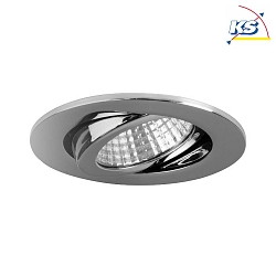 Recessed outdoor LED spot dim2warm, IP65,  8.2cm, Plug&Play 350mA, 6W 1800-3000K 460lm 38, swivelling 30, chrome