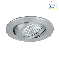 Recessed outdoor LED spot dim2warm, IP65,  8.2cm, Plug&Play 350mA, 6W 1800-3000K 460lm 38, swivelling 30, matt alu