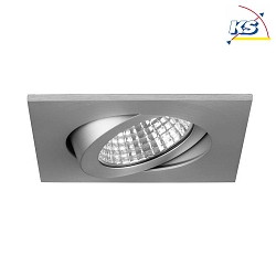 Recessed outdoor LED spot dim2warm, IP65, 8.2 x 8.2cm, Plug&Play 350mA, 12W 1800-3000K 900lm 38, swivelling 30, matt alu