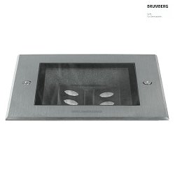 LED in-ground luminaire HYBRIDE, bi-directional, V4A, IP67 IK09, square, 230V AC, 2x 5.4W 3000K 670lm 30, passable up to 1t